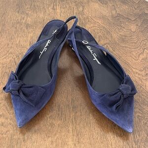 Salvatore Ferragamo Navy Bow Slingback Flats 7
